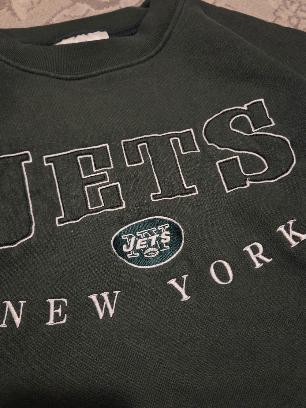 Vintage Logo Athletic Dark Green New York Jets Crewneck Sweatshirt - Picture 3 of 4